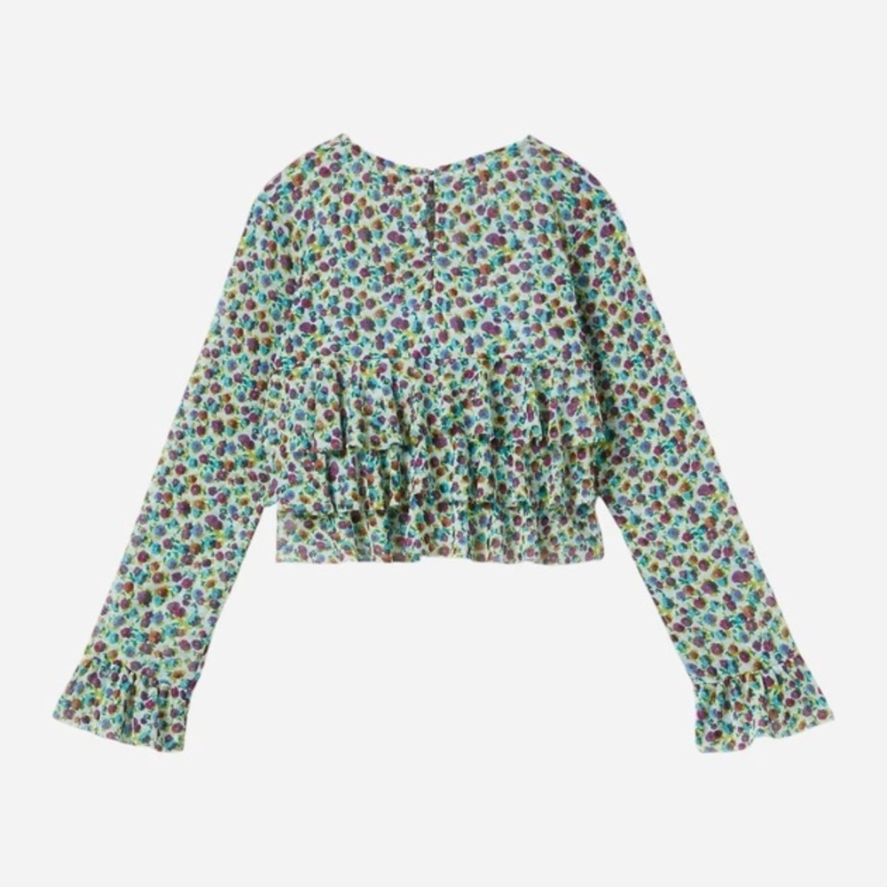 Zara Girl’s Mesh Ruffle Floral Top 11/12